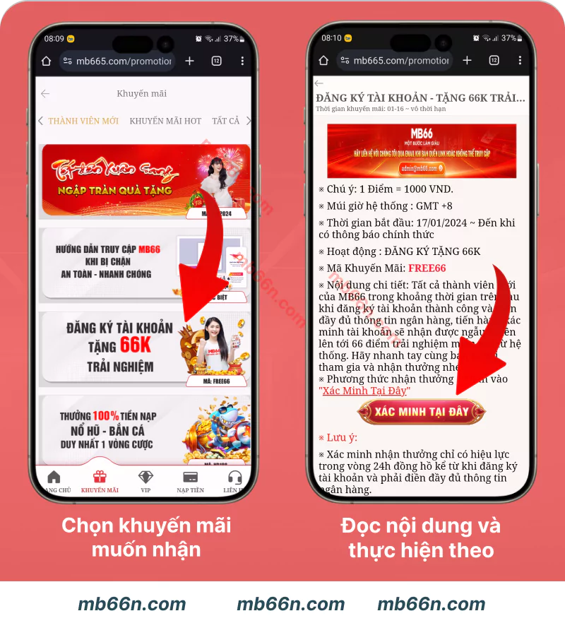 Cách nhận khuyến mãi MB66